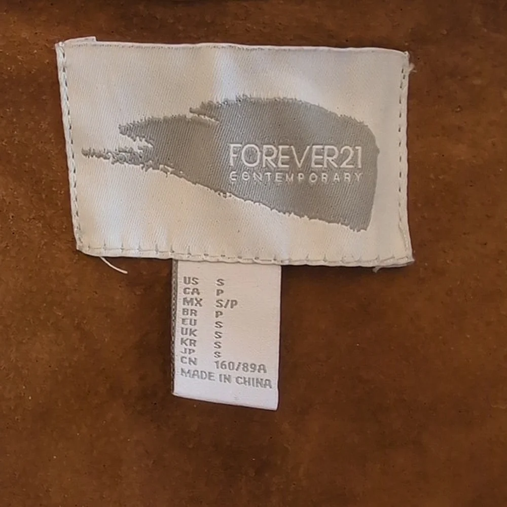 Forever 21 Womens Small Fringe Vest Brown Leather Y2K Western Boho Festival - Picture 6 of 7